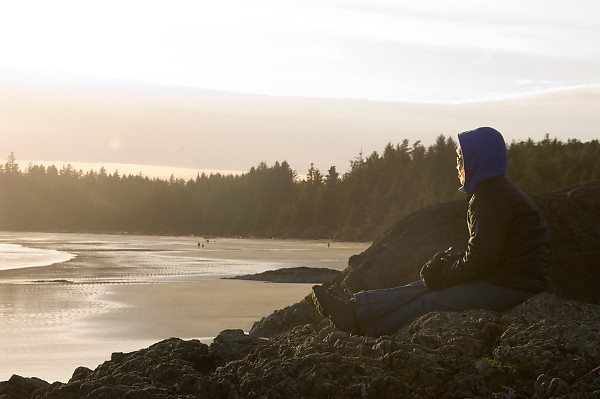 Helen On Rock At Sunset