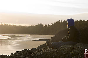 Helen On Rock At Sunset