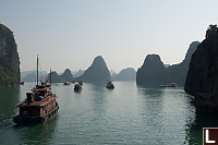 Train Of Boats Into Halong Bay